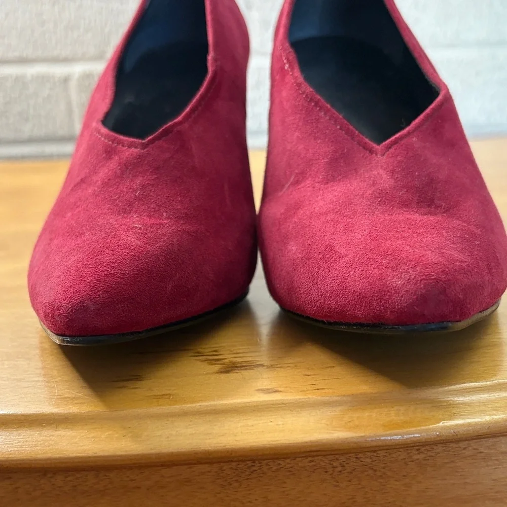 Pied Juste x Anthropologie Burgundy Dark Red Suede Wedge Heels EU Size 37